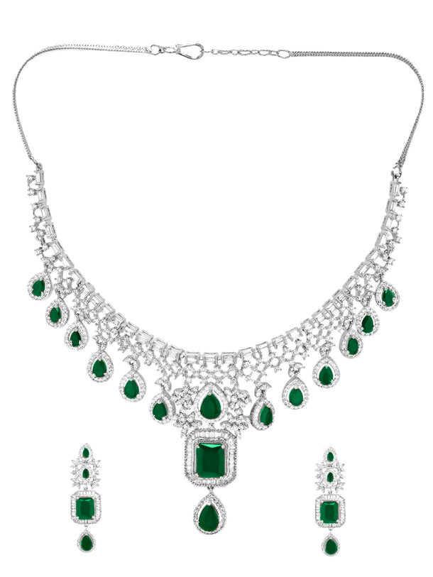 Green American Diamond Zirconia Studded Necklace Set