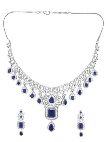 Blue Drop American Diamond Zirconia Necklace Set