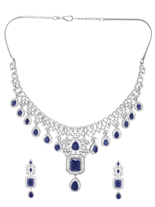 Blue Drop American Diamond Zirconia Necklace Set