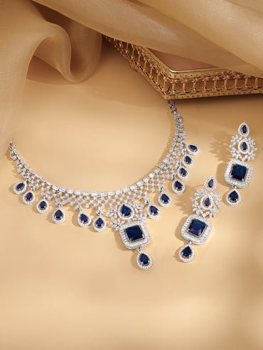 Blue Drop American Diamond Zirconia Necklace Set