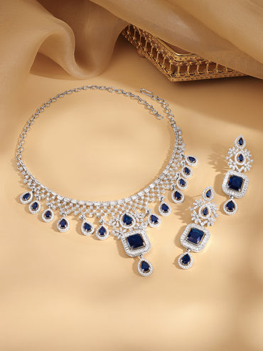 Blue Drop American Diamond Zirconia Necklace Set