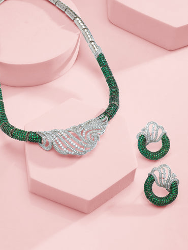 Green American Diamond Zirconia Necklace Set