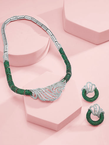 Green American Diamond Zirconia Necklace Set