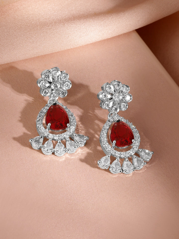 American Diamond Zirconia Red Necklace Set