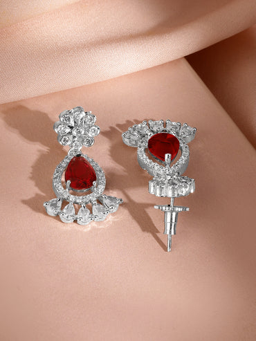 American Diamond Zirconia Red Necklace Set