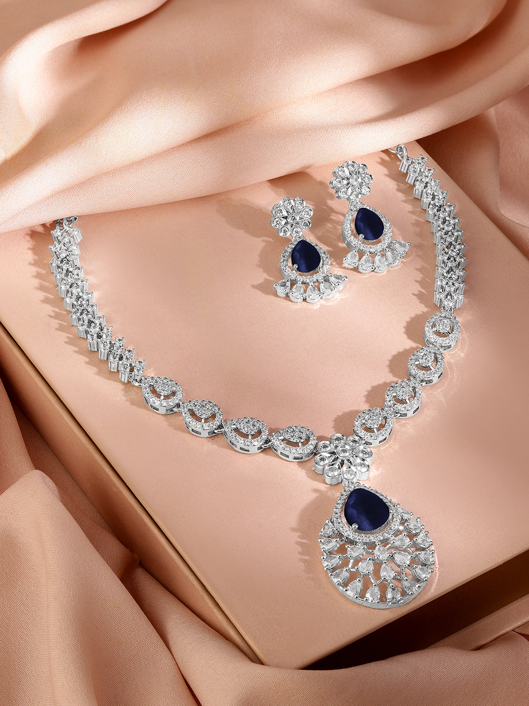 Divine Blue Long Necklace Set