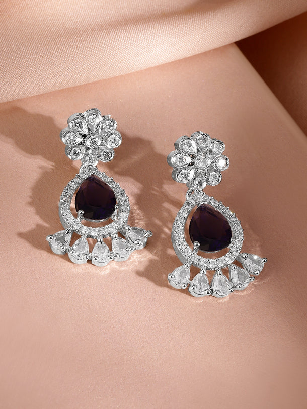 American Diamond Zirconia Dark Purple Sapphire Necklace Set