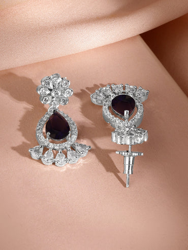 American Diamond Zirconia Dark Purple Sapphire Necklace Set