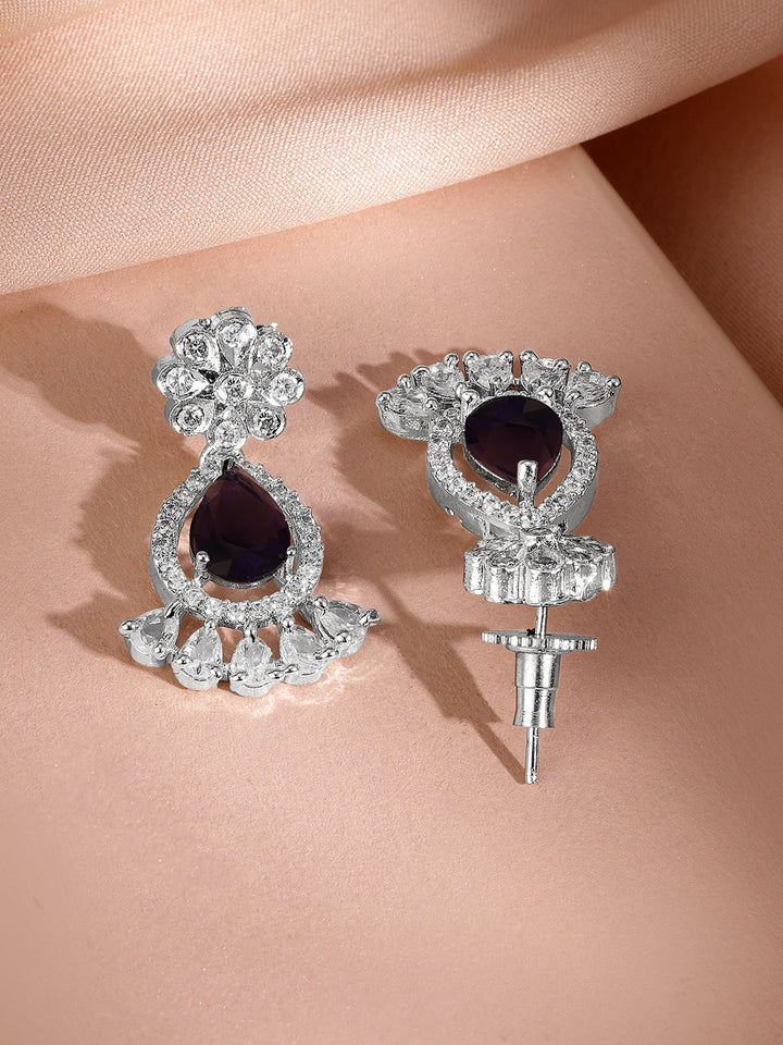 American Diamond Zirconia Dark Purple Sapphire Necklace Set