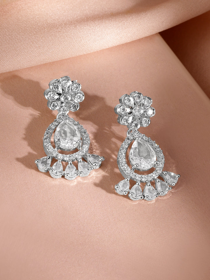 American Diamond Zirconia White Necklace Set