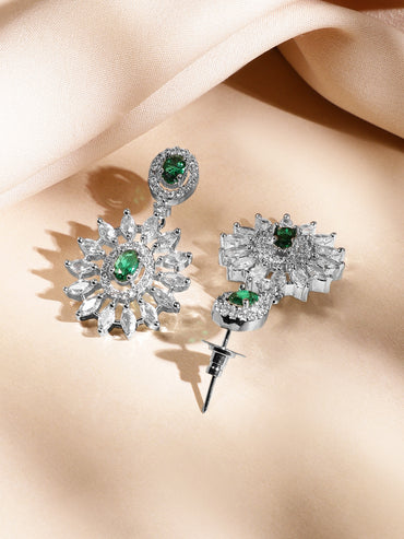 American Diamond Zirconia Green Teardrop Necklace Set