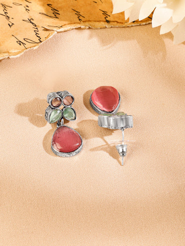 Pink & Green Studded Necklace Set