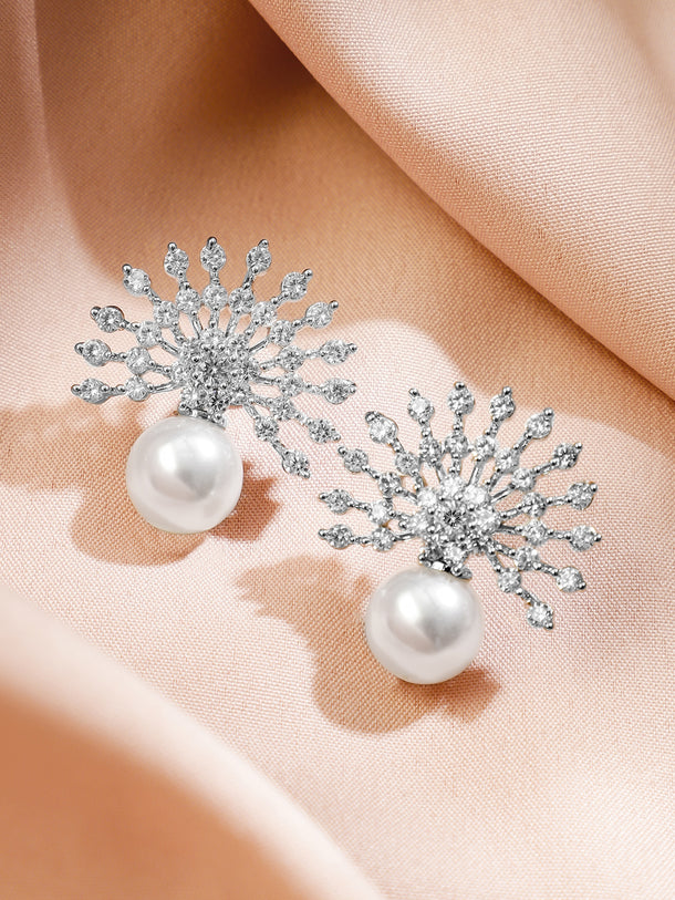 Silver Toned Pearl Drop Necklace