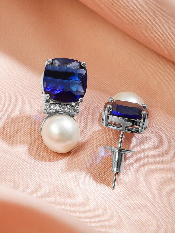 Midnight Blue Sapphire Pearl Pendant Set