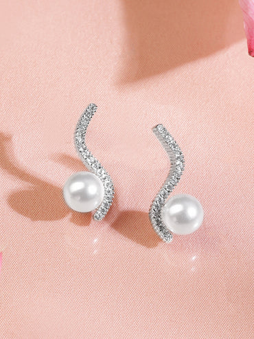American Diamond Zirconia Pearl Necklace Set