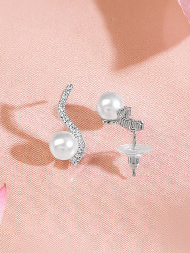 American Diamond Zirconia Pearl Necklace Set