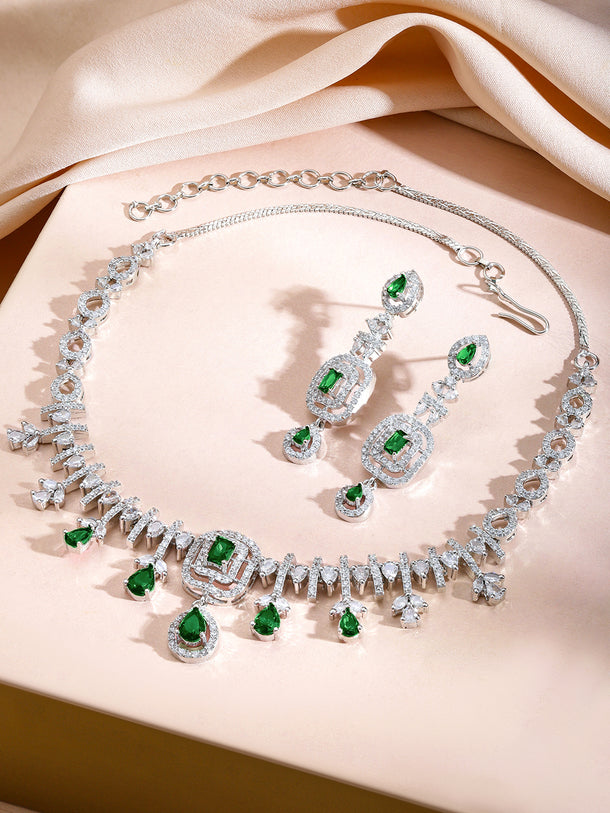 Green Drops American Diamond Zirconia Necklace Set