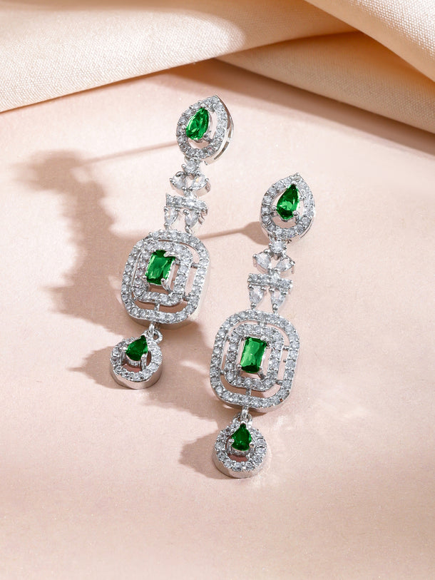 Green Drops American Diamond Zirconia Necklace Set