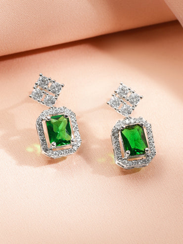 Emerald Studded American Diamond Zirconia Necklace Set