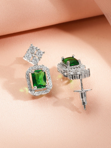 Emerald Studded American Diamond Zirconia Necklace Set