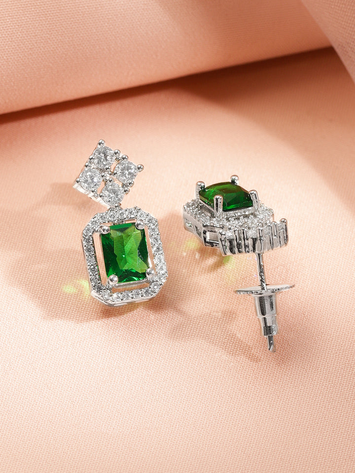 Emerald Studded American Diamond Zirconia Necklace Set