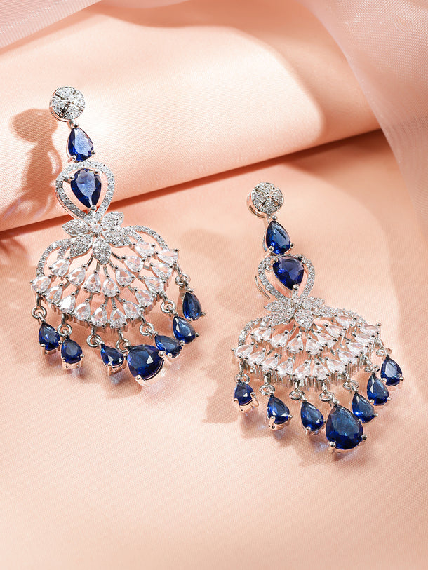 Blue Studded Triple Layered Necklace Set