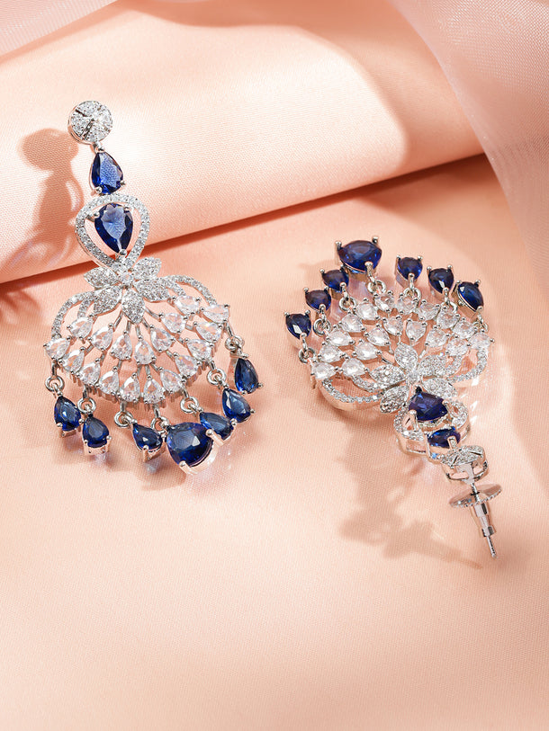 Blue Studded Triple Layered Necklace Set