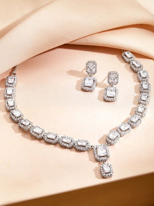 American Diamond Zircon White necklace Set