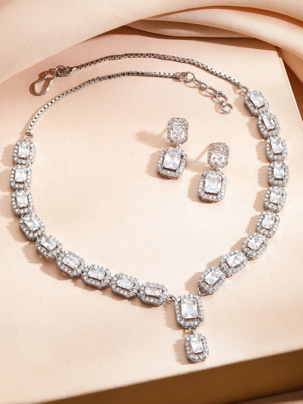American Diamond Zircon White necklace Set