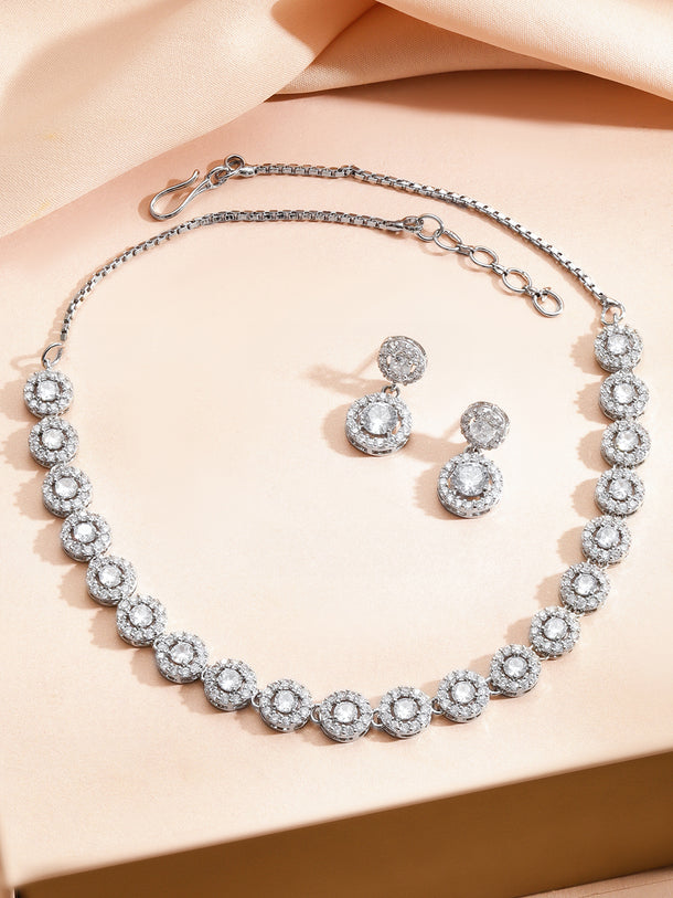 White American Diamond Zirconia Necklace Set