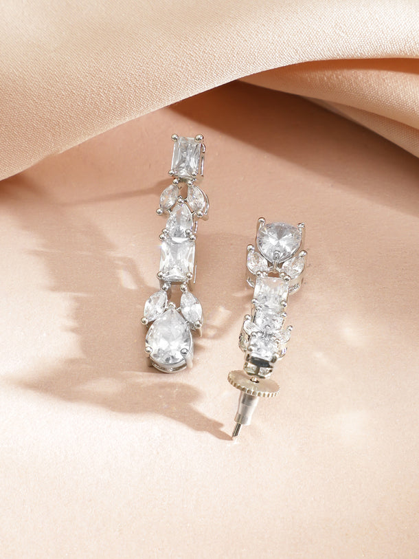 White Crystal Studded Necklace Set