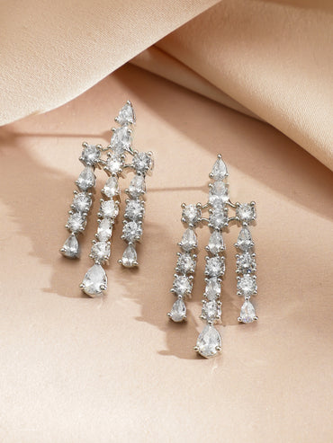 Crystal Studded White Necklace Set