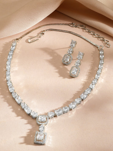 White American Diamond Zirconia Necklace Set