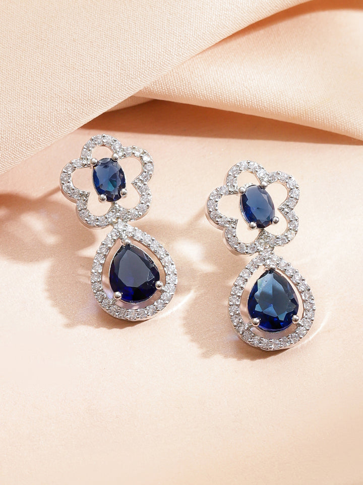 Blue Sapphire American Diamond Zirconia necklace Set