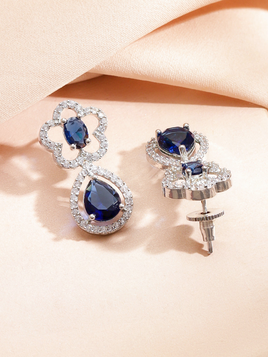 Blue Sapphire American Diamond Zirconia necklace Set