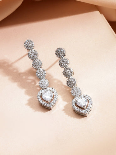 American Diamond Zircon Heart Motif Necklace Set