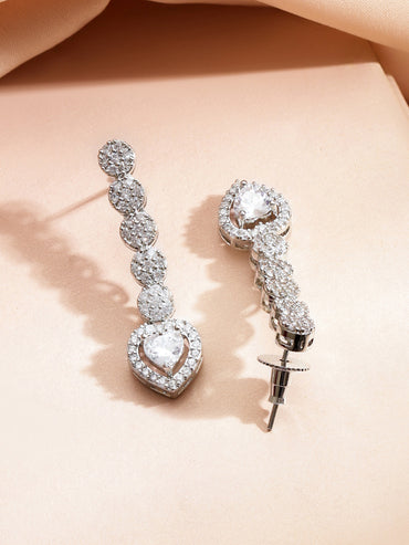 American Diamond Zircon Heart Motif Necklace Set