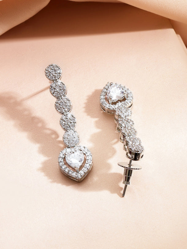 American Diamond Zircon Heart Motif Necklace Set