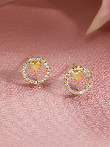 American Diamond Zirconia Heart Charm Pendant Set