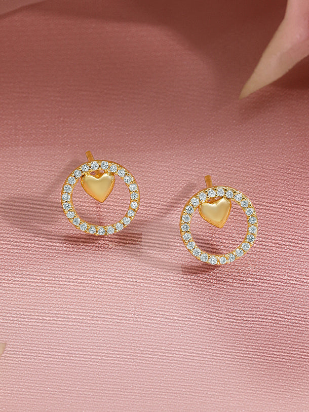 American Diamond Zirconia Heart Charm Pendant Set