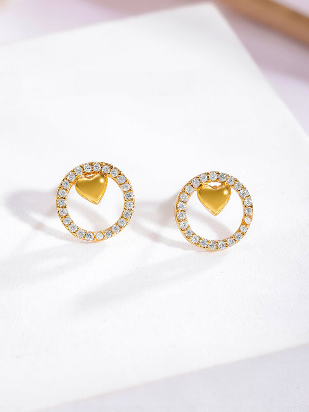 American Diamond Zirconia Heart Charm Pendant Set