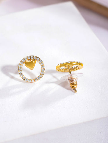 American Diamond Zirconia Heart Charm Pendant Set