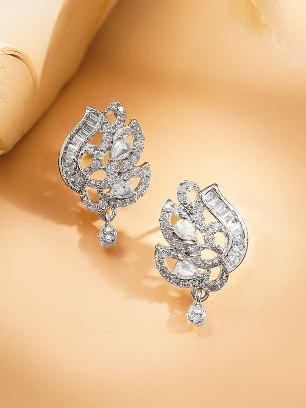 Rhodium Plated Amercan Diamon Zirconia Pendant Set