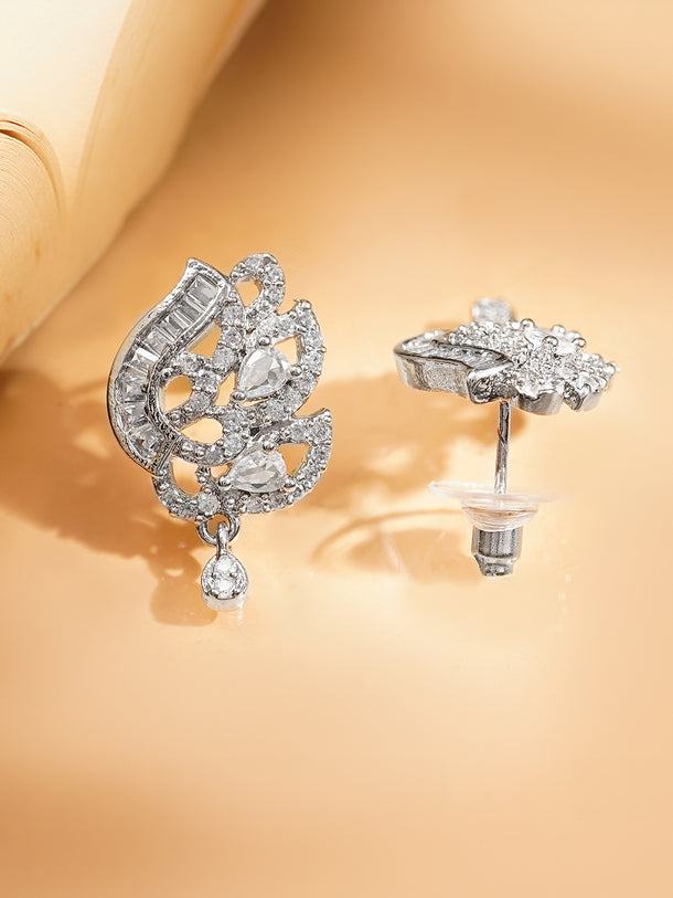Rhodium Plated Amercan Diamon Zirconia Pendant Set