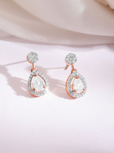 Rose Gold Plated Cubic Zirconia Teardrop Choker Necklace Set