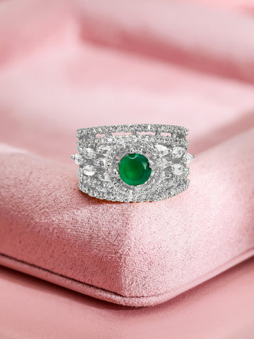 Green American Diamond Zirconia Ring