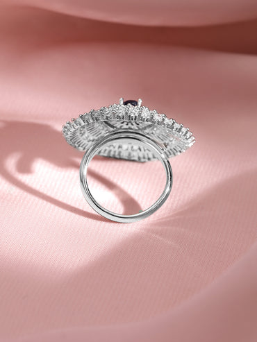 Blue American Diamond Zirconia Statement Ring
