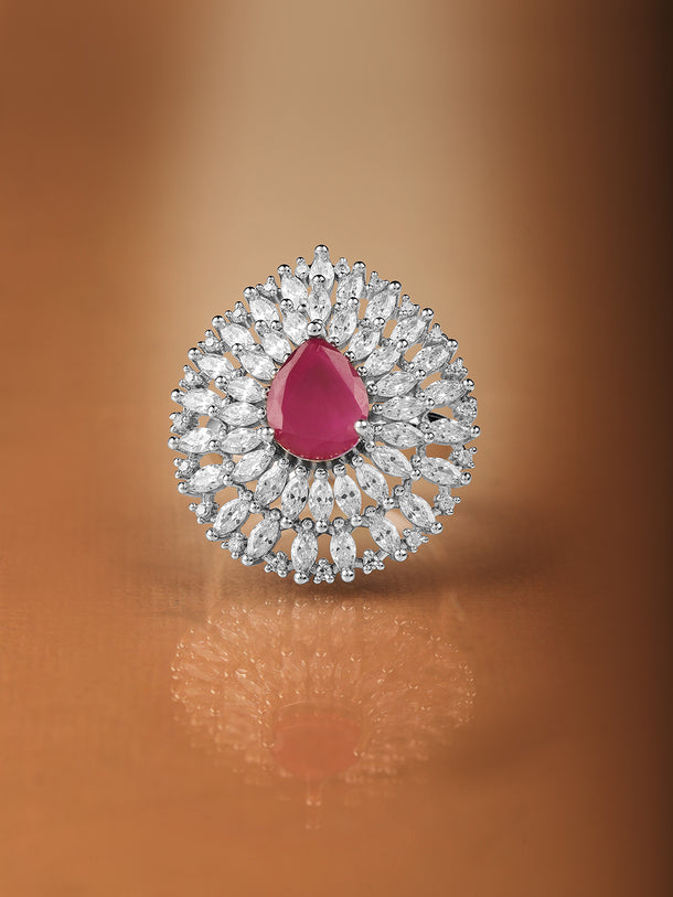 Green Studded American Diamond Zirconia Ring