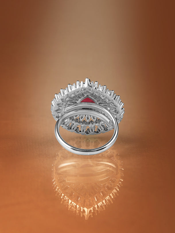 Green Studded American Diamond Zirconia Ring