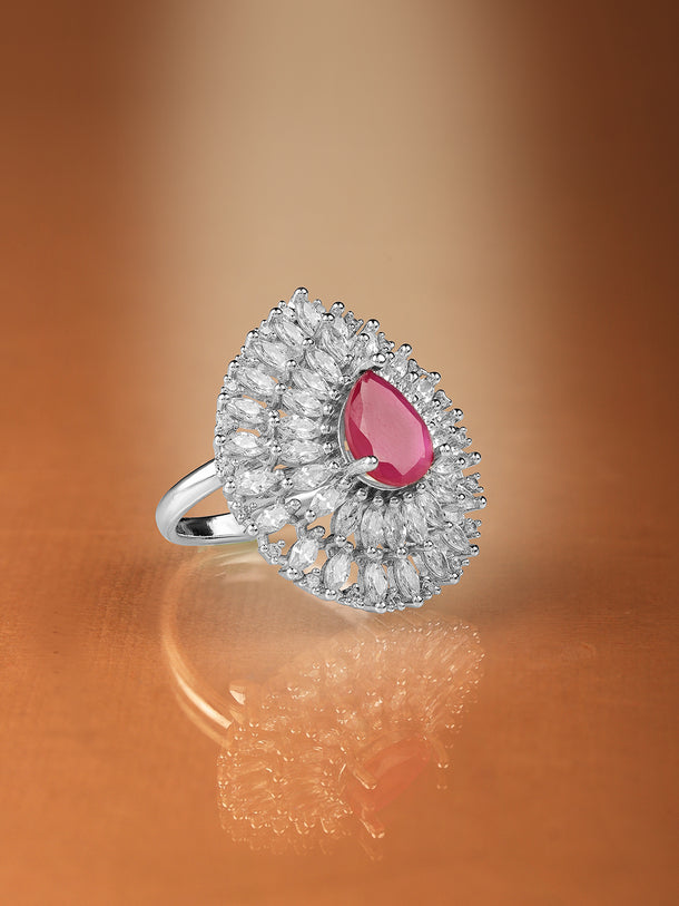 Green Studded American Diamond Zirconia Ring